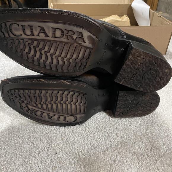 Cuadra Boots Mens 10 Black Leather Zip Western Viena Black Laser & Woven CU559 main image 7